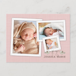 in Roze Foto Geplande Aankondiging geboorte Briefkaart
