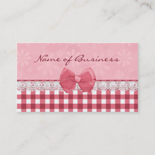 in roze gingham en Daisies Visitekaartje