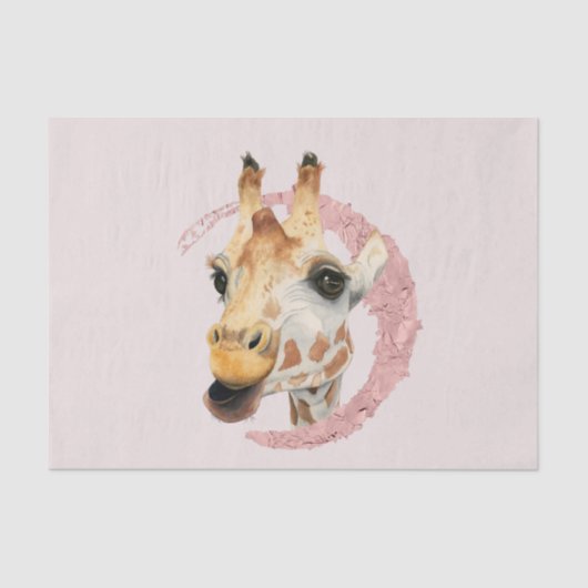  in roze Giraffe Waterverf schilderen Tissuepapier (Voorkant)