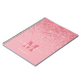  in Roze Glitter Glam Monogramnaam Notitieboek (Linkerzijde)