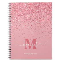 in Roze Glitter Glam Monogramnaam