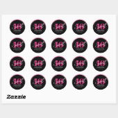  in Roze Glitter Glam Sweet Sixteen Ronde Sticker (Vel)