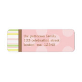  in Roze & Groene Strepen + Stippen Etiket (Voorkant)