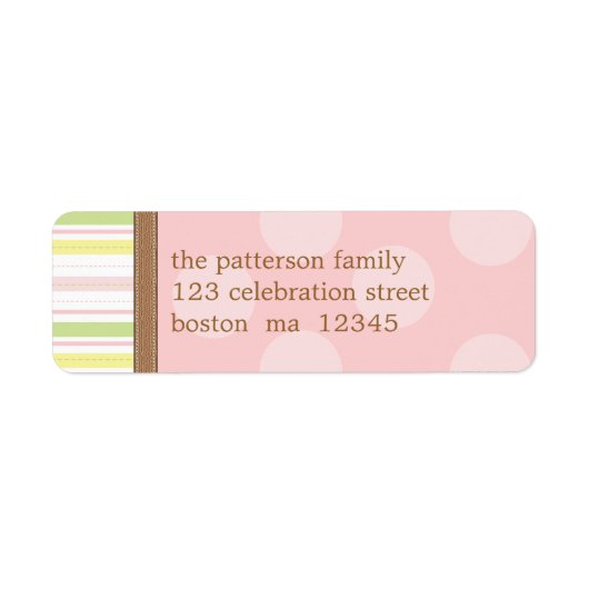 in Roze & Groene Strepen + Stippen Etiket (Voorkant)