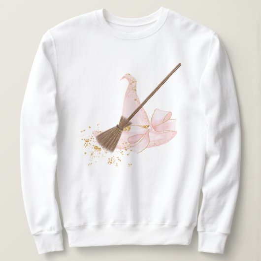 in roze heks Pet en bezem, sweatshirt (Design voorkant)