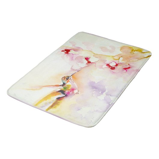"In roze" Hummingbird Print Badmat (Gekanteld)