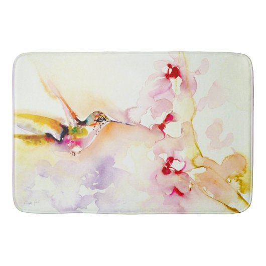 "In roze" Hummingbird Print Badmat (Voorkant)