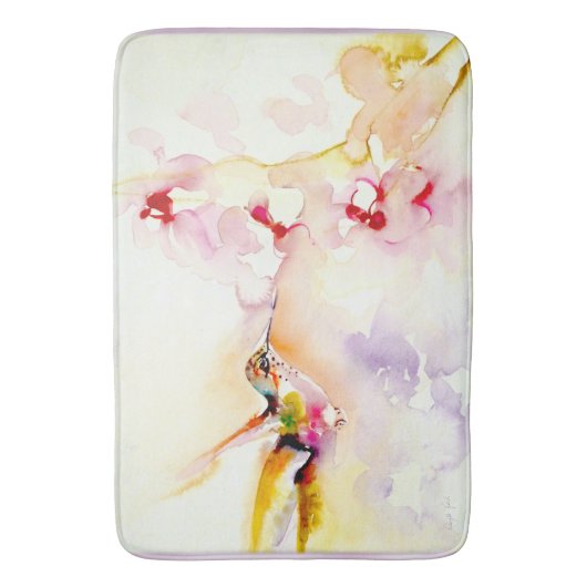 "In roze" Hummingbird Print Badmat (Voorkant Verticaal)