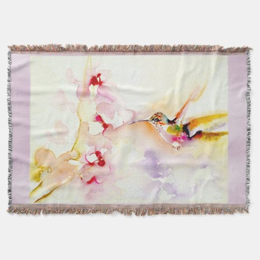 "In roze" Hummingbird Print Deken (Voorkant)