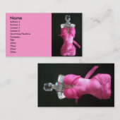  in roze jurk parfumefles visitekaartje (Voorkant / Achterkant)