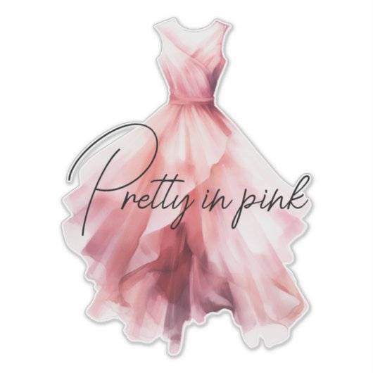  in roze jurk sticker (Voorkant)