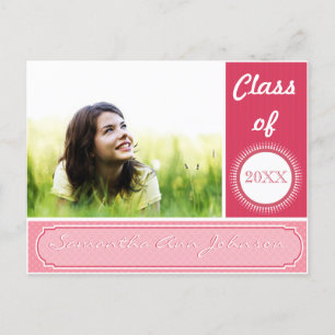  in roze klasse van Graduation Invitations Uitnodiging Briefkaart