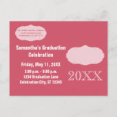 in roze klasse van Graduation Invitations Uitnodiging Briefkaart (Achterkant)