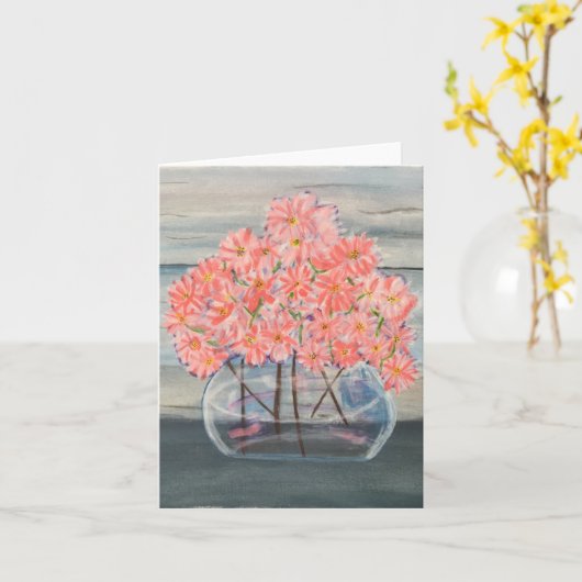  in roze, klein, 4" x 5,6" kaart (Gele Bloem)