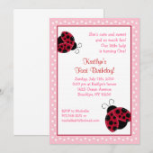 in Roze Ladybug Birthday-uitnodigingen Kaart (Voorkant / Achterkant)