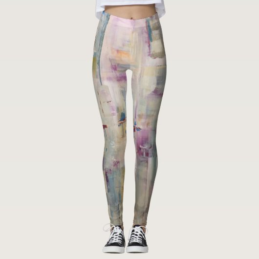  in roze Leggings - Helderkleurige florale kleuren (Voorkant)