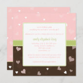  in Roze Little Hearts baby shower Kaart (Voorkant / Achterkant)