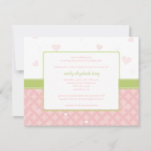  in Roze Little Hearts baby shower Kaart (Voorkant)