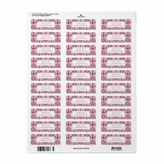  in Roze Luchters Return Address Label (Full Sheet)
