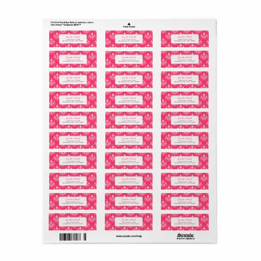  in Roze Luchters Return Address Label (Full Sheet)