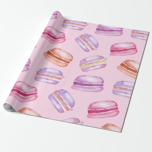  in roze Macarons Cadeaupapier (Uitgerold)