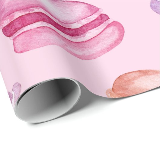 in roze Macarons Cadeaupapier (Rol Hoek)