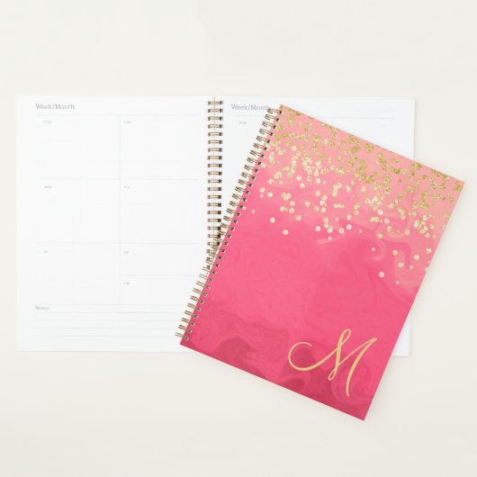  in Roze met Gouden Glitter en Monogram Planner (Display)