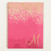 in Roze met Gouden Glitter en Monogram Planner (Voorkant)