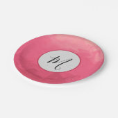  in roze met monogram papieren bordje (Gekanteld)