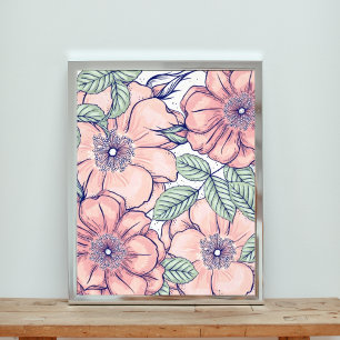 in Roze: Naadloos bloemenpatroon Foto Afdruk