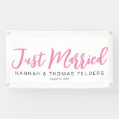 In roze net gehuwde autobanner spandoek (Horizontaal)