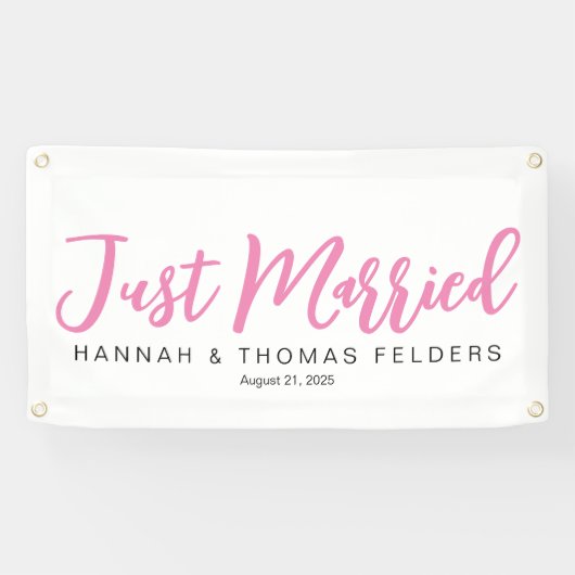 In roze net gehuwde autobanner spandoek (Horizontaal)