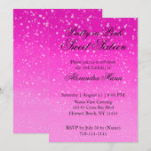 in roze Ombre Sweet 16 Invitation Kaart (Voorkant / Achterkant)