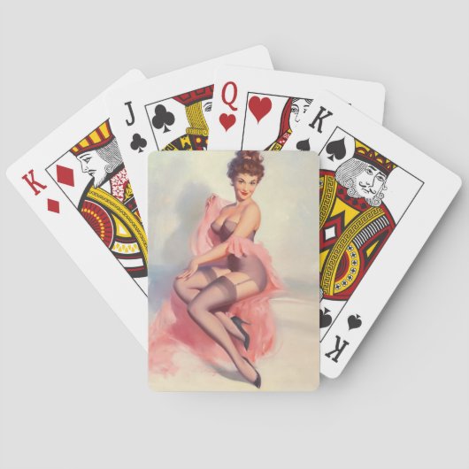  in Roze Pin Up Art Speelkaarten (Achterkant)