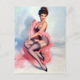 in Roze Pin Up Briefkaart