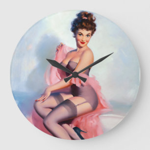 in Roze Pin Up Grote Klok