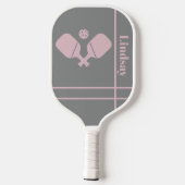  in Roze Plaid Pattern – Trendy Tartan Pickleball Paddle (Achterkant)