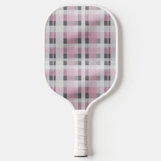  in Roze Plaid Pattern – Trendy Tartan Pickleball Paddle (Voorkant)