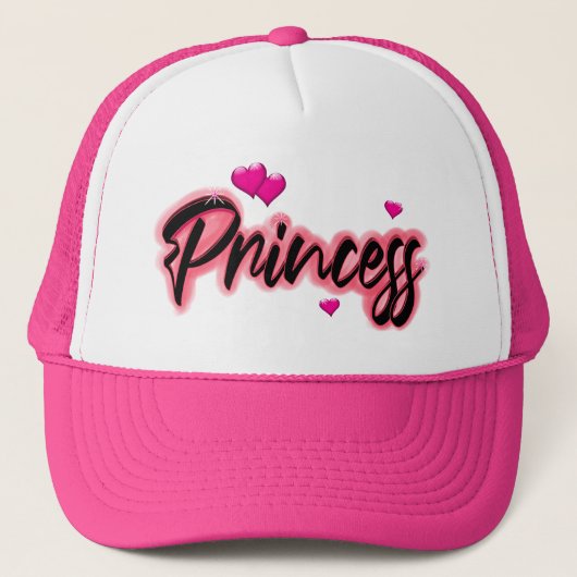  in roze prinses met harten trucker hoed trucker pet (Voorkant)