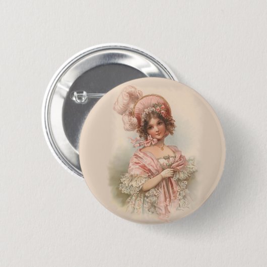  in roze ronde button 5,7 cm (Voorkant /achterkant)