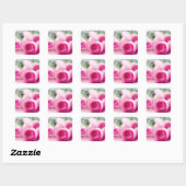  in roze Rose Vierkante Sticker (Vel)