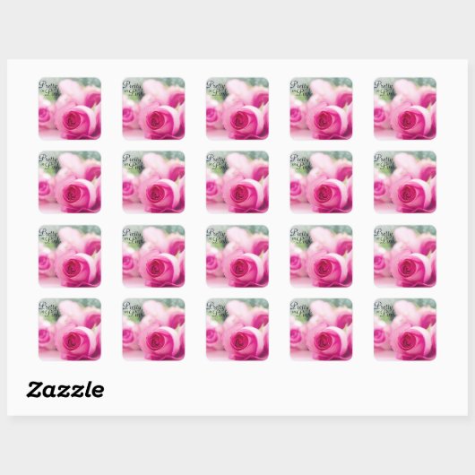  in roze Rose Vierkante Sticker (Vel)
