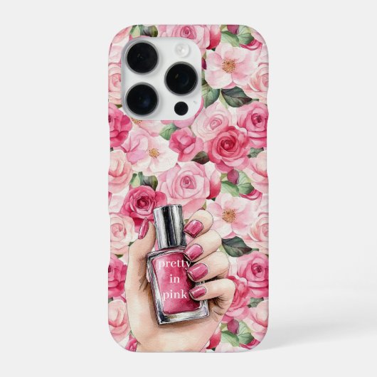  in Roze Rozen Bloemen Hand Nail Polish iPhone Hoesje (Achterkant)