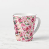 in Roze Rozen Bloemen Hand Nail Polish Latte Mok (Rechterhoek)