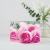 in roze rozen briefkaart (Staand voorkant)