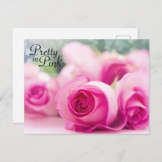  in roze rozen briefkaart (Voorkant / Achterkant)