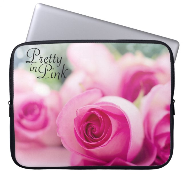  in roze rozen laptop sleeve (Voorkant)