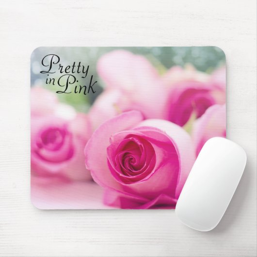  in roze rozen muismat (Met muis)
