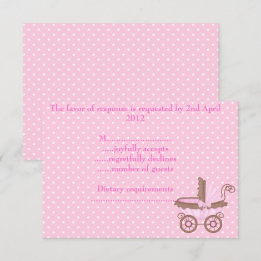  in roze rsvp met pram (Voorkant / Achterkant)