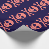  in roze schedels cadeaupapier (Hoek)